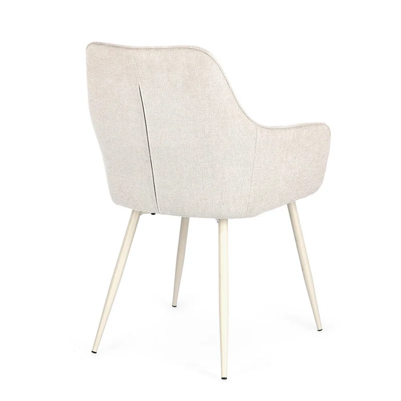 Set di 2 Sedie con Braccioli Imbottite in Tessuto Gambe in Acciaio - KYLE
