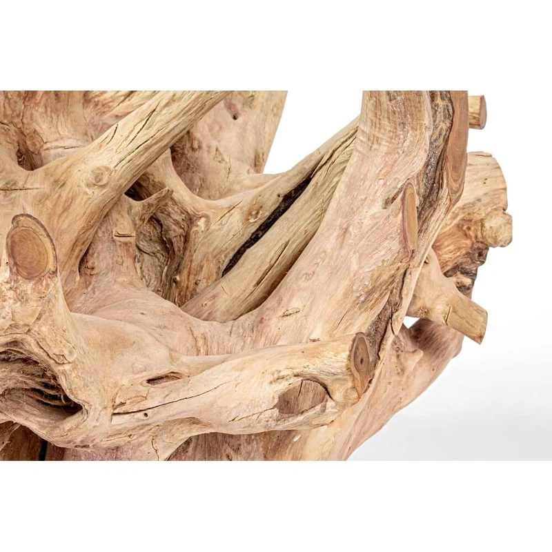 Tavolino in Radici di Teak con Piano in Vetro Rotondo - XANDER