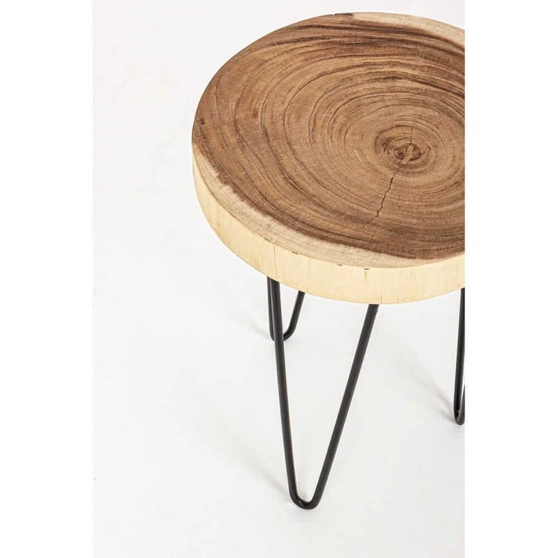 Set di 2 Tavolini Rotondi in Legno Mungur con Gambe in Acciaio Ø35 - WOODSTOCK