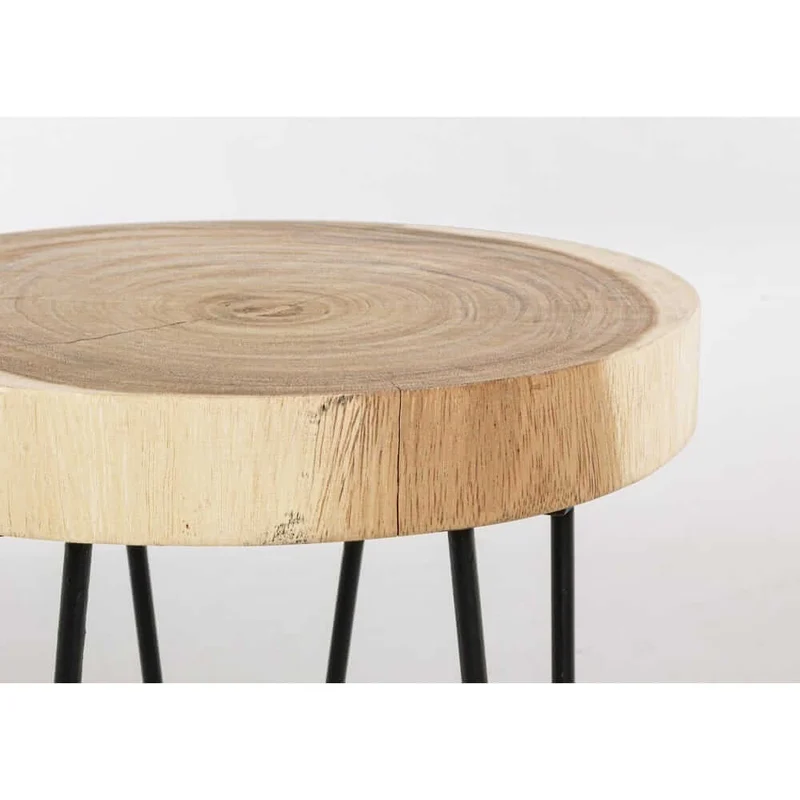 Set di 2 Tavolini Rotondi in Legno Mungur con Gambe in Acciaio Ø35 - WOODSTOCK