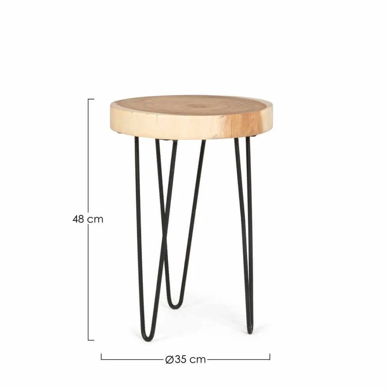 Set di 2 Tavolini Rotondi in Legno Mungur con Gambe in Acciaio Ø35 - WOODSTOCK