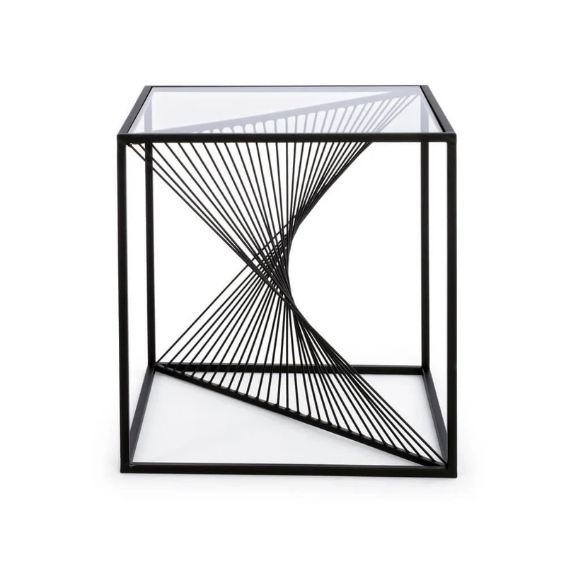 Tavolino da Salotto in Acciaio e Vetro Design Geometrico - WILLIAM