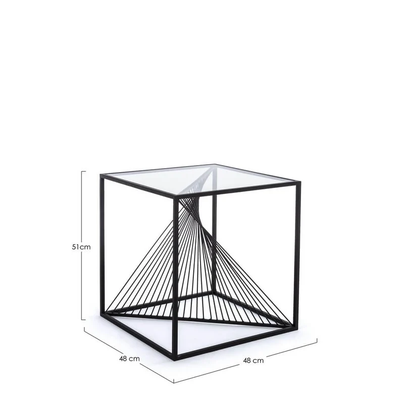 Tavolino da Salotto in Acciaio e Vetro Design Geometrico - WILLIAM
