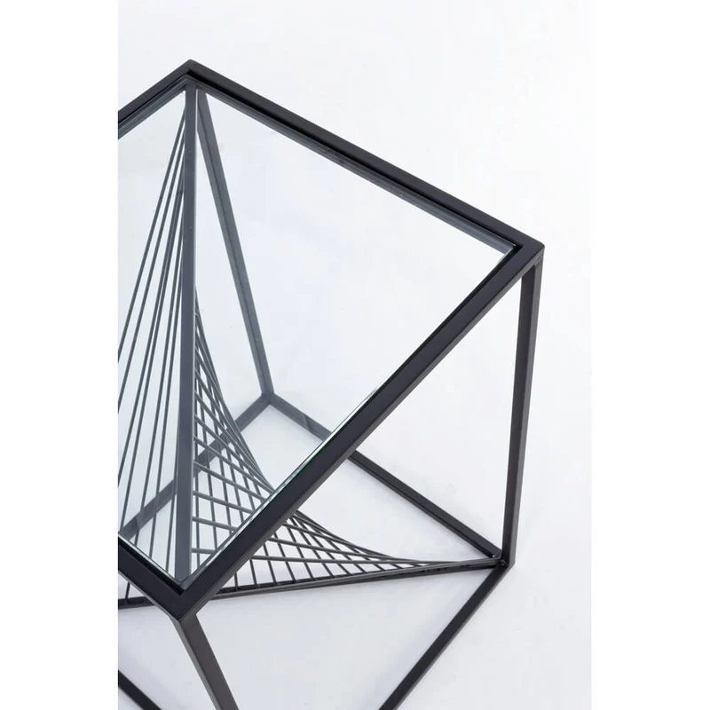 Tavolino in Acciaio con Piano in Vetro Temperato Design Geometrico - WILLIAM