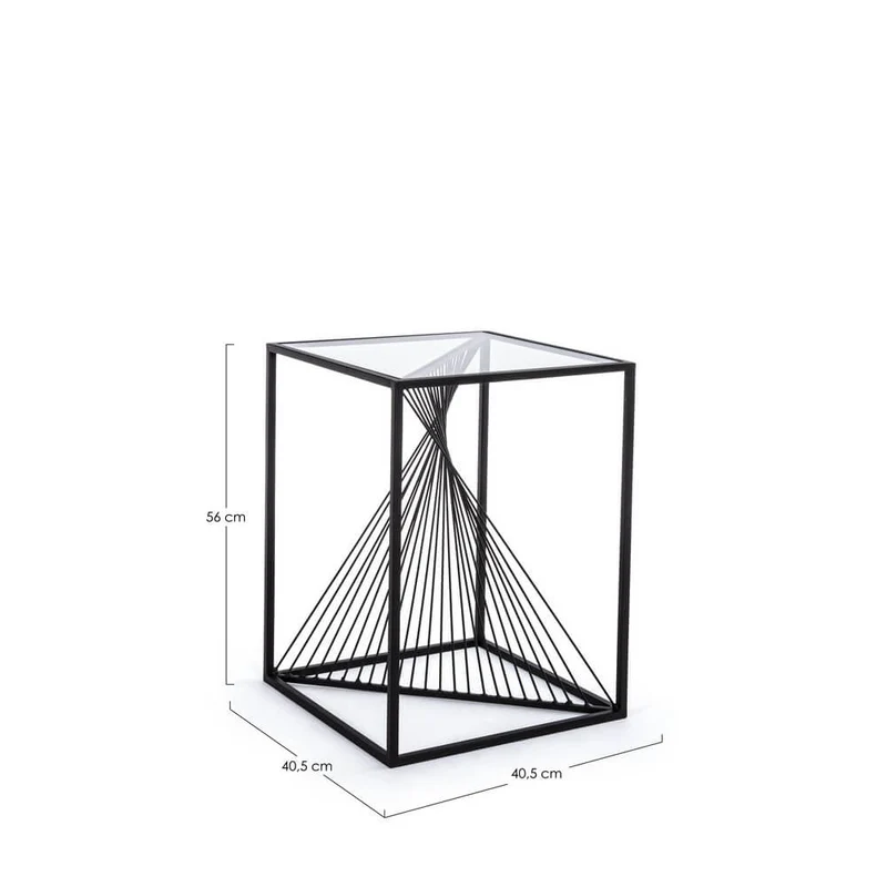 Tavolino in Acciaio con Piano in Vetro Temperato Design Geometrico - WILLIAM