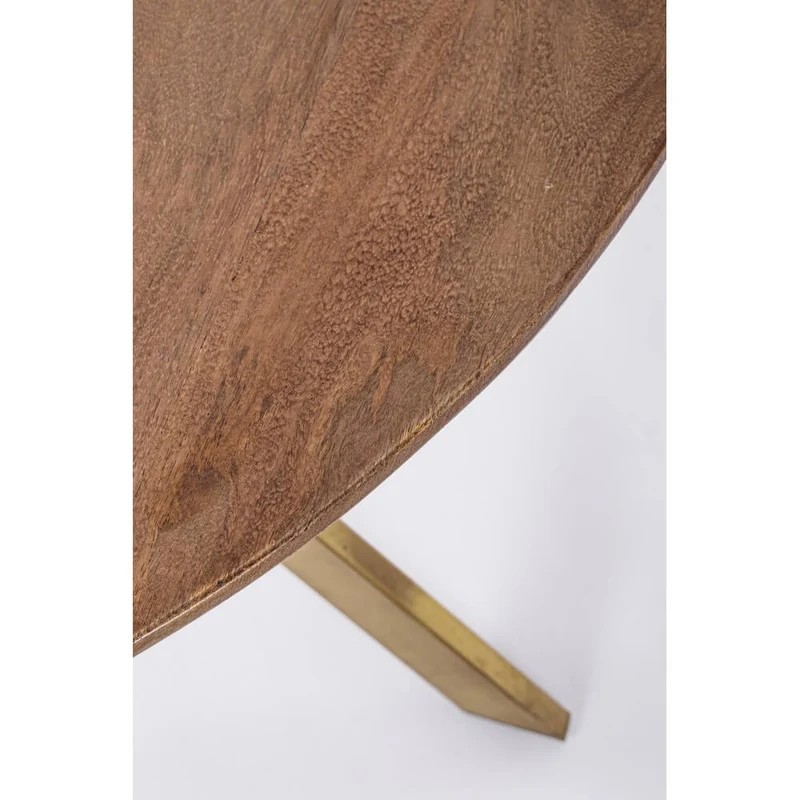 Tavolo rotondo in legno di mango con gambe in acciaio ottone - WESLEY