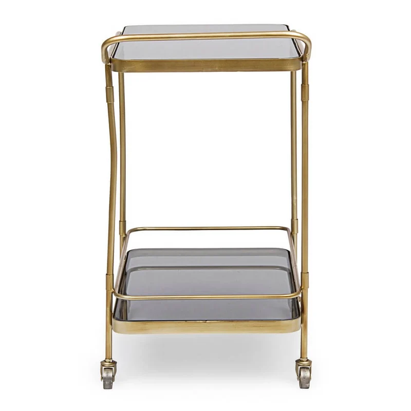 Carrello bar in acciaio dorato con ripiani in vetro temperato - TYLER
