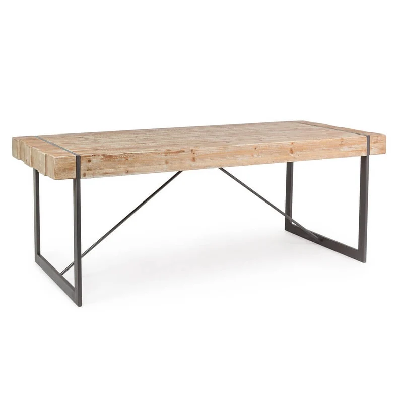 Tavolo da pranzo in legno abete e acciaio 200x90 cm - THEO