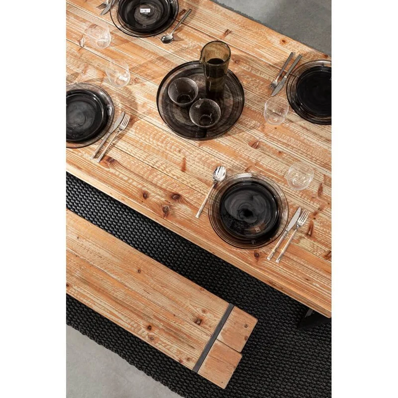 Tavolo da pranzo in legno abete e acciaio 200x90 cm - THEO