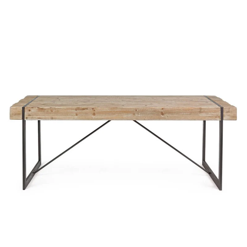 Tavolo da pranzo in legno abete e acciaio 200x90 cm - THEO