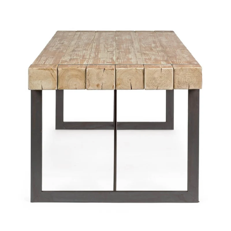 Tavolo da pranzo in legno abete e acciaio 200x90 cm - THEO