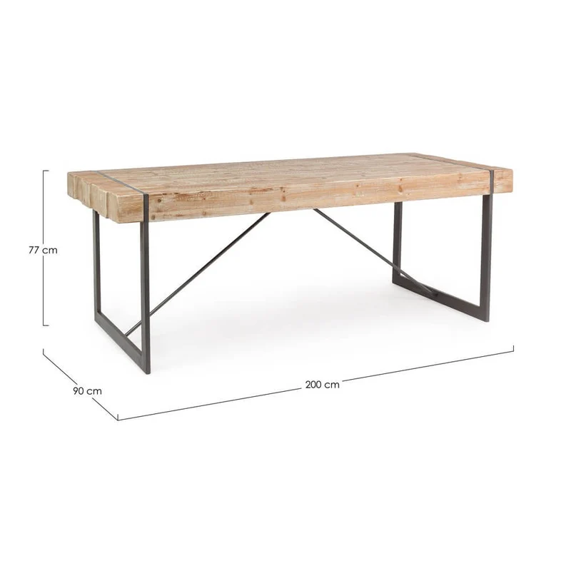 Tavolo da pranzo in legno abete e acciaio 200x90 cm - THEO
