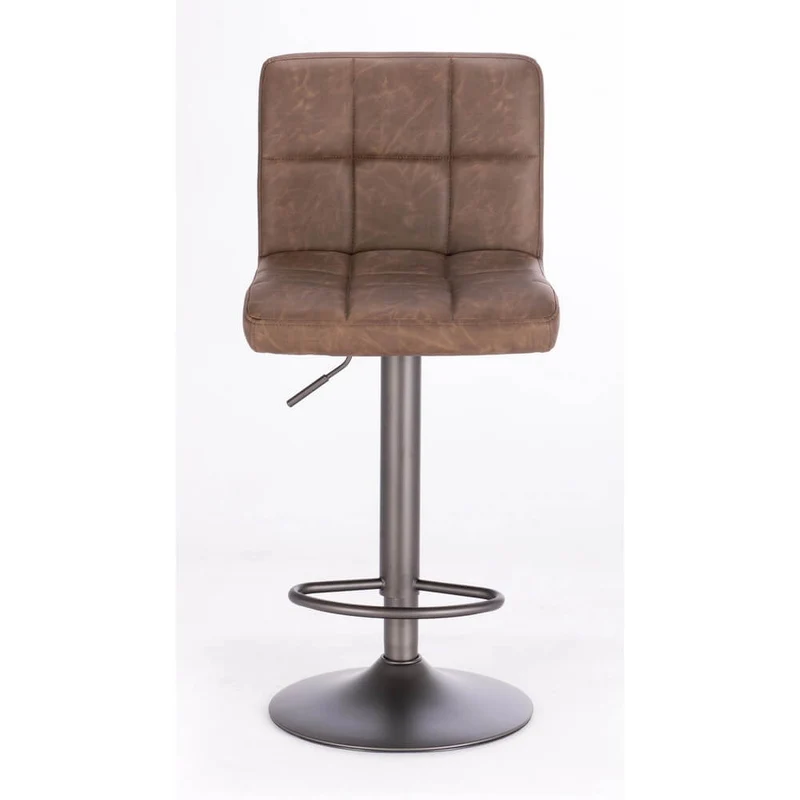 Set di 2 Sgabelli da Bar Regolabili in Similpelle Vintage Trapuntata - BLACKCOFFEE