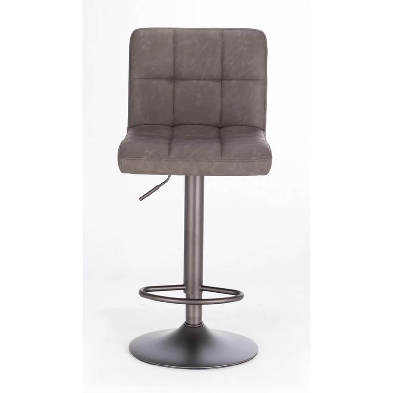 Set di 2 Sgabelli da Bar Regolabili in Similpelle Vintage Trapuntata - BLACKCOFFEE