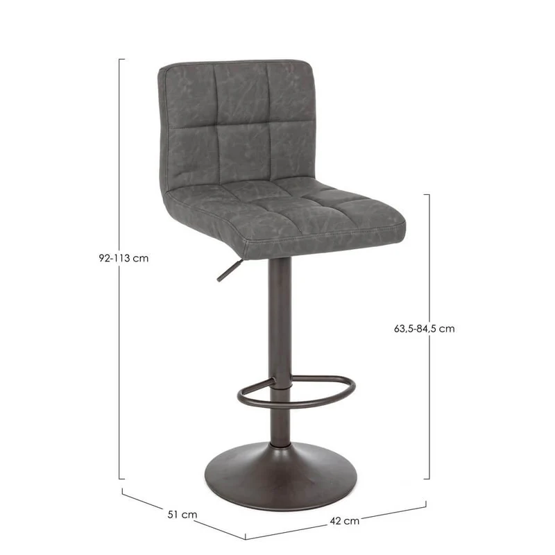 Set di 2 Sgabelli da Bar Regolabili in Similpelle Vintage Trapuntata - BLACKCOFFEE