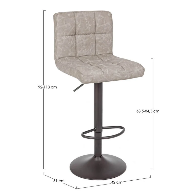 Set di 2 Sgabelli da Bar Regolabili in Similpelle Vintage Trapuntata - BLACKCOFFEE