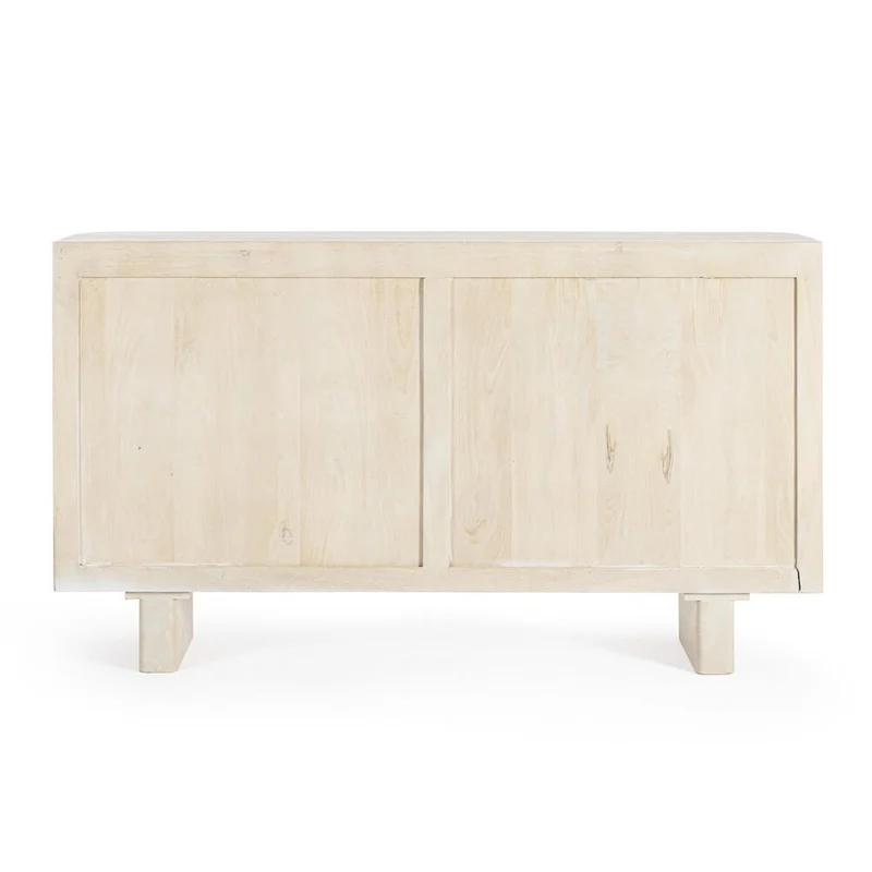 Credenza 4 Ante in Legno di Mango Naturale Sbiancato - ELIJAH