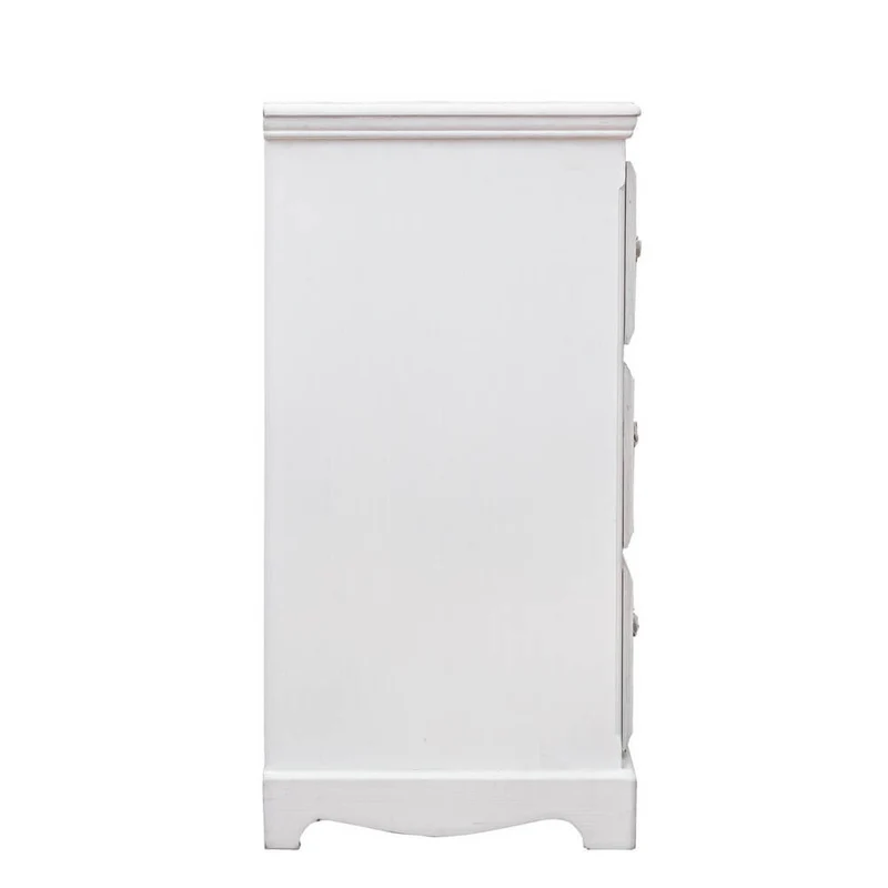 Cassettiera in legno 4 cassetti stile shabby chic bianco decapato - BLAINE