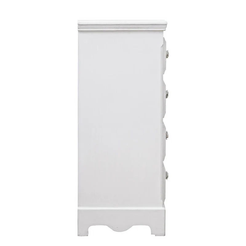 Cassettiera 4 Cassetti in Legno Bianco Stile Provenzale - BLAINE