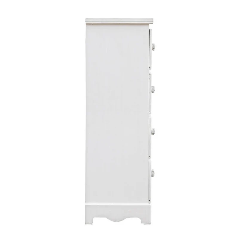 Cassettiera in MDF bianco opaco 4 Cassetti effetto decapato - BLAINE