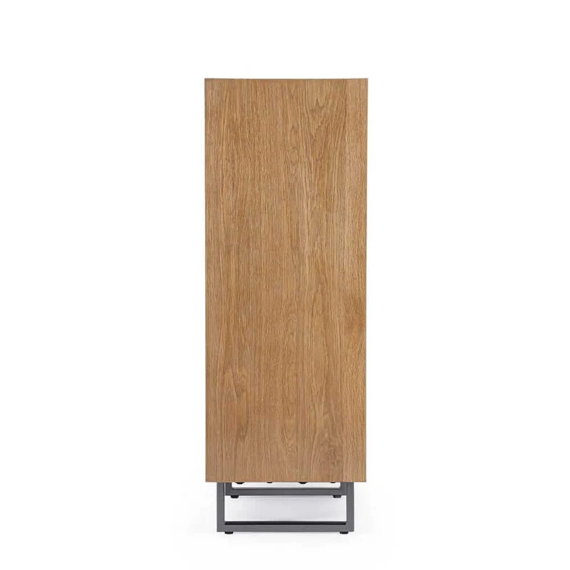 Mobile alto in legno rovere con 2 ante e 2 cassetti gambe in acciaio - BRAMBLE