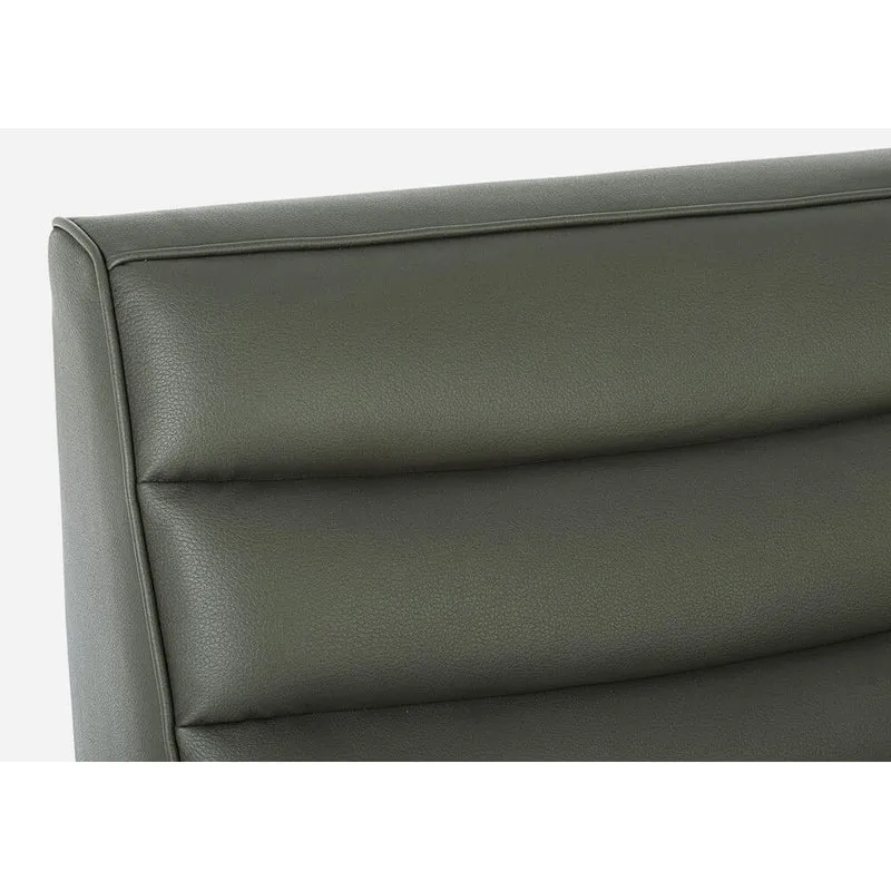 Poltrona Modulare Imbottita in Tessuto Effetto Pelle Verde - AMELIE