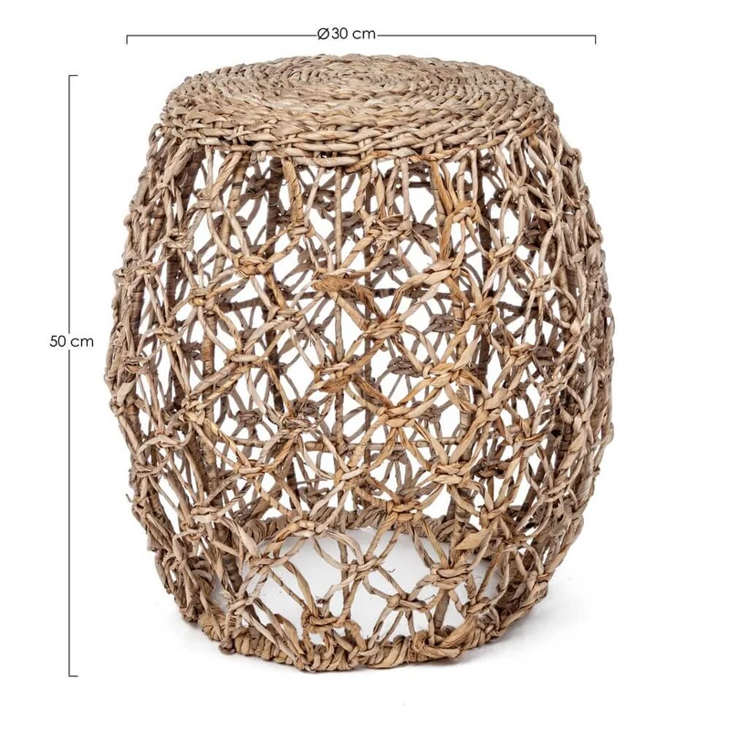 Sgabello rotondo intrecciato in fibra di banano naturale H50 - ADRIAN