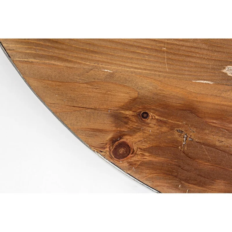 Tavolino Rotondo in Acciaio e Legno Riciclato Base Semisfera - ZEN