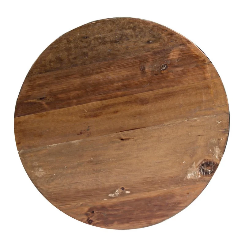 Tavolino Rotondo in Acciaio e Legno Riciclato Base Semisfera - ZEN
