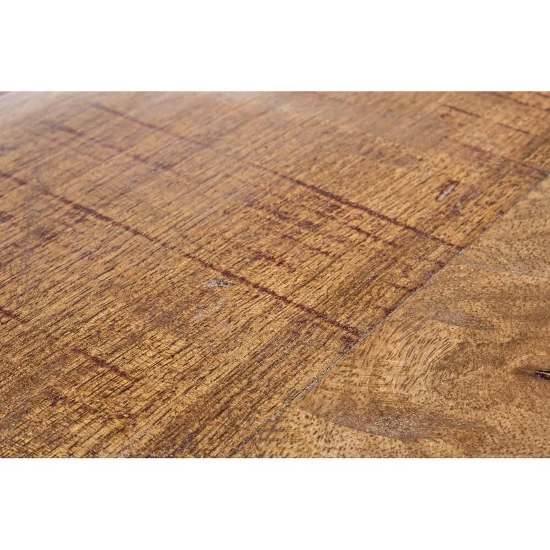 Tavolino Rotondo in Acciaio e Legno Riciclato Base Semisfera - ZEN