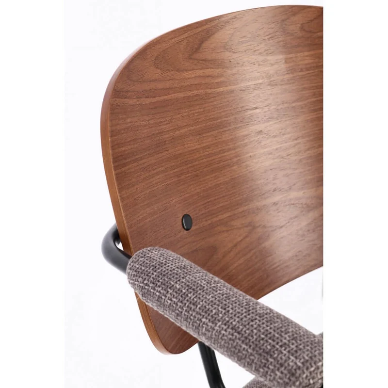 Set di 2 Sedie con Braccioli Metallo Legno e Seduta Imbottita - VIVIANA