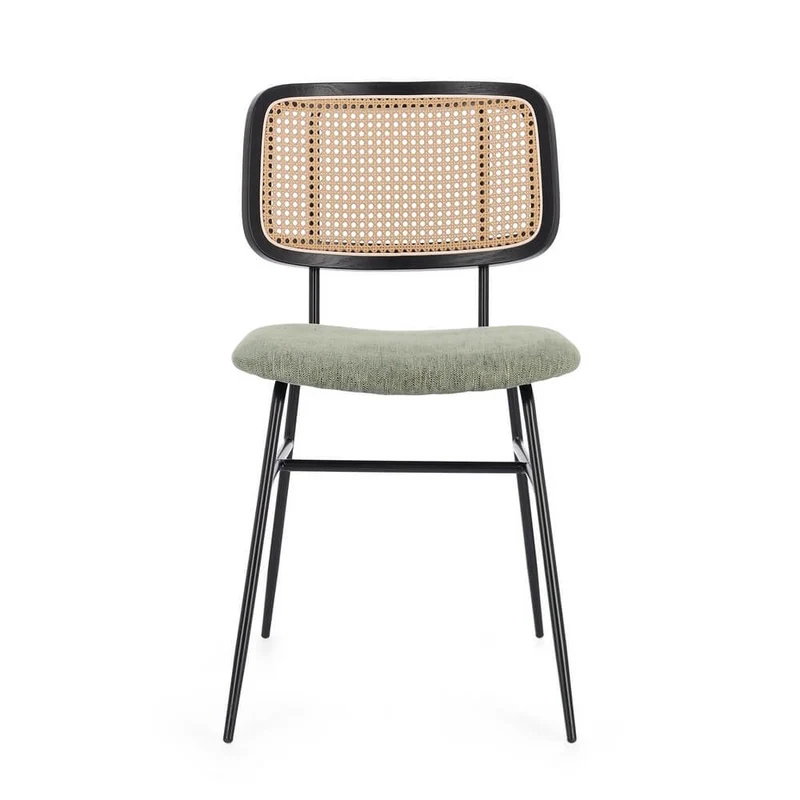 Set di 2 Sedie con Seduta Imbottita e Schienale Effetto Rattan - VIVIANA