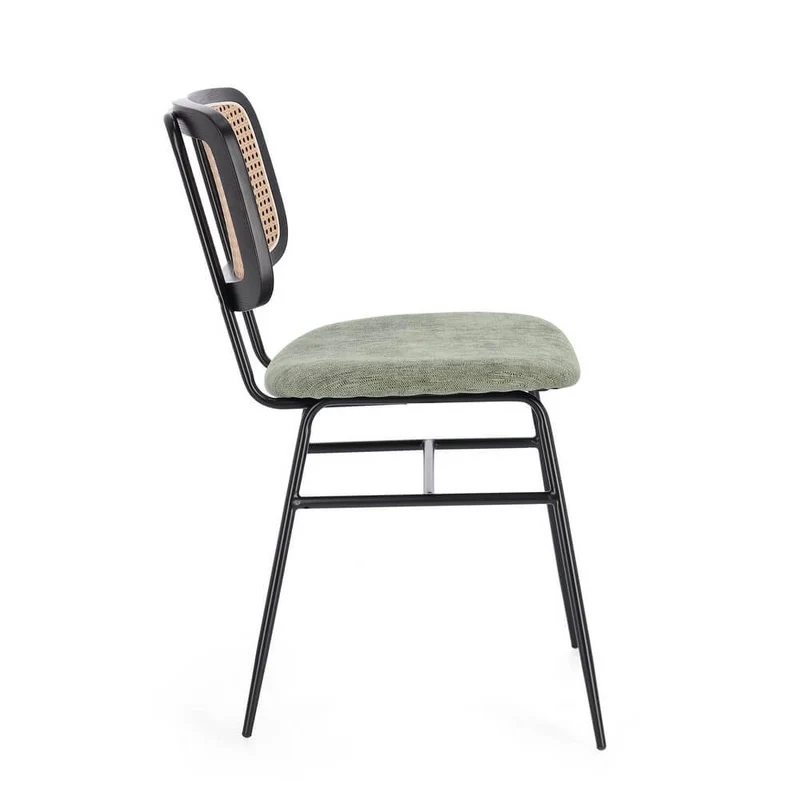 Set di 2 Sedie con Seduta Imbottita e Schienale Effetto Rattan - VIVIANA