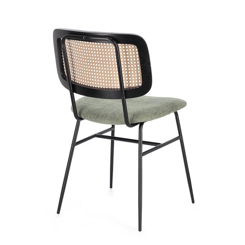Set di 2 Sedie con Seduta Imbottita e Schienale Effetto Rattan - VIVIANA