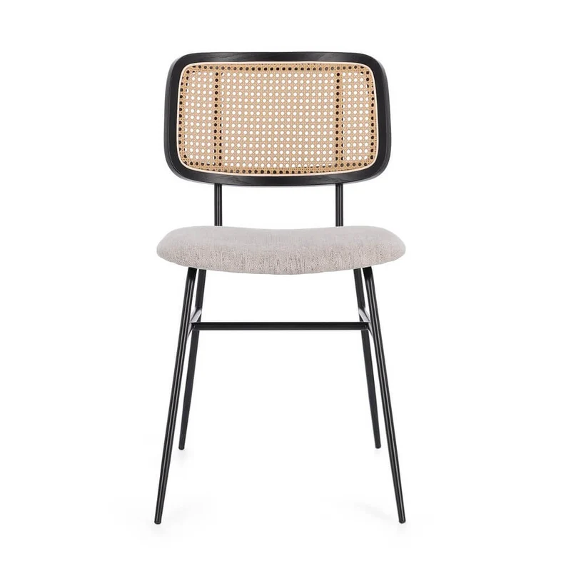 Set di 2 Sedie con Seduta Imbottita e Schienale Effetto Rattan - VIVIANA