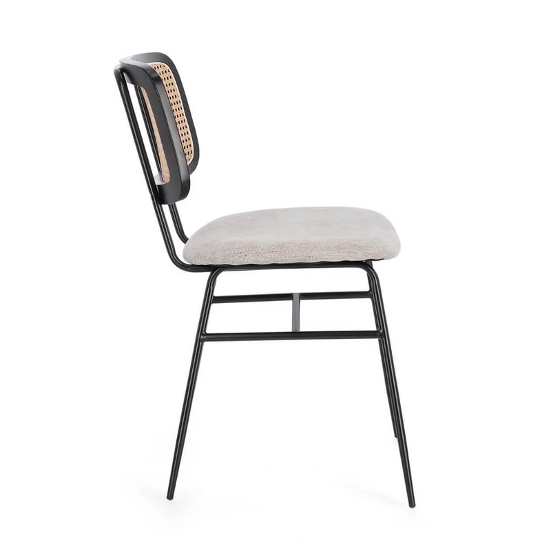 Set di 2 Sedie con Seduta Imbottita e Schienale Effetto Rattan - VIVIANA