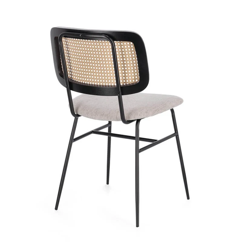 Set di 2 Sedie con Seduta Imbottita e Schienale Effetto Rattan - VIVIANA