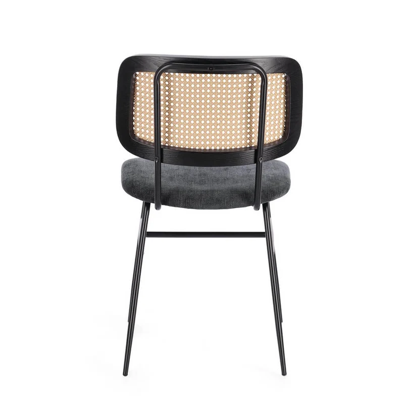Set di 2 Sedie con Seduta Imbottita e Schienale Effetto Rattan - VIVIANA