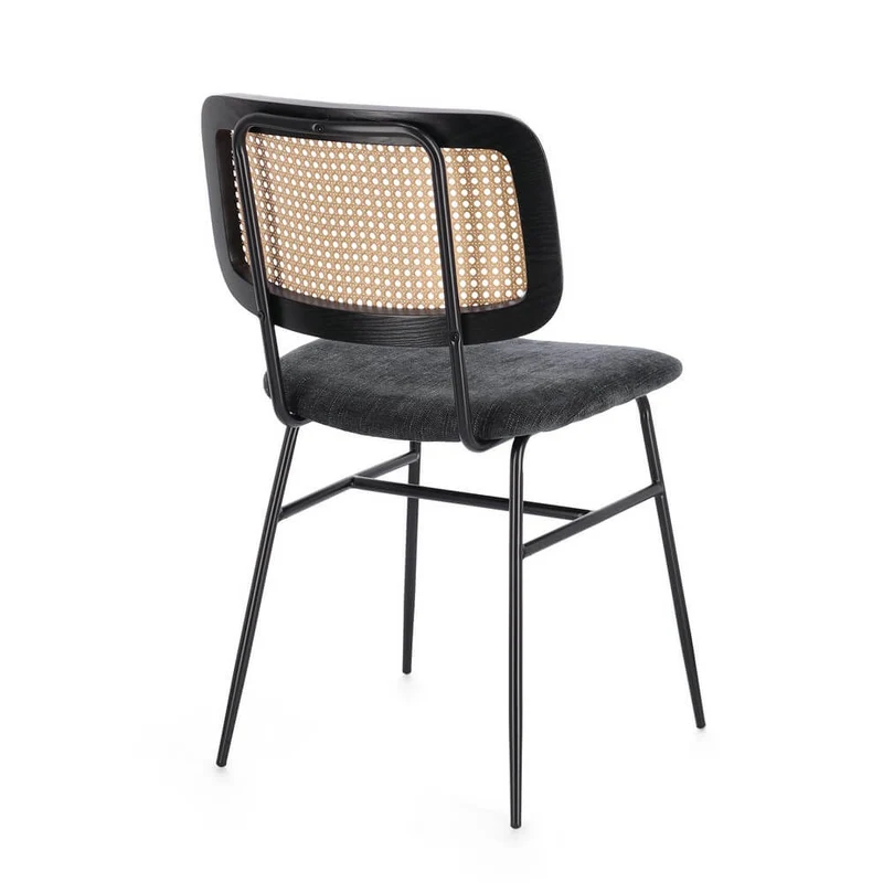 Set di 2 Sedie con Seduta Imbottita e Schienale Effetto Rattan - VIVIANA