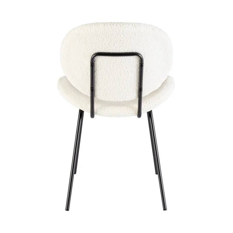 Set di 2 Sedie Imbottite in Tessuto Bouclé con Gambe in Acciaio - VIOLET