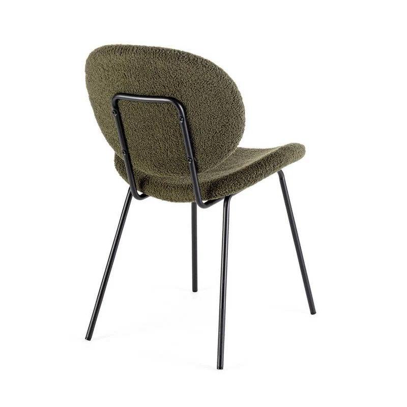 Set di 2 Sedie Imbottite in Tessuto Bouclé con Gambe in Acciaio - VIOLET