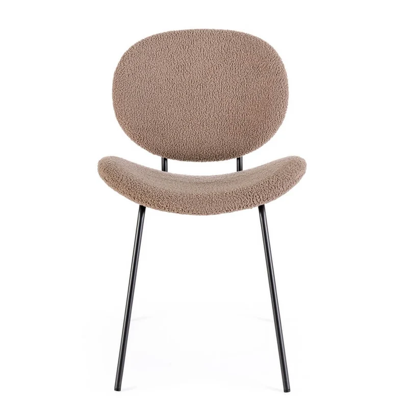 Set di 2 Sedie Imbottite in Tessuto Bouclé con Gambe in Acciaio - VIOLET