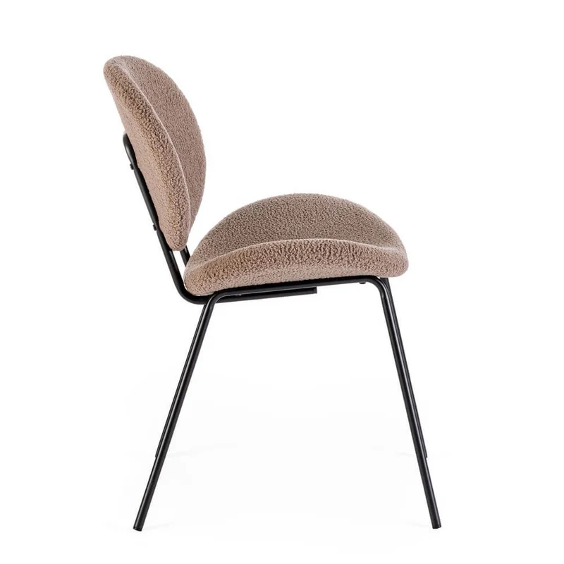 Set di 2 Sedie Imbottite in Tessuto Bouclé con Gambe in Acciaio - VIOLET
