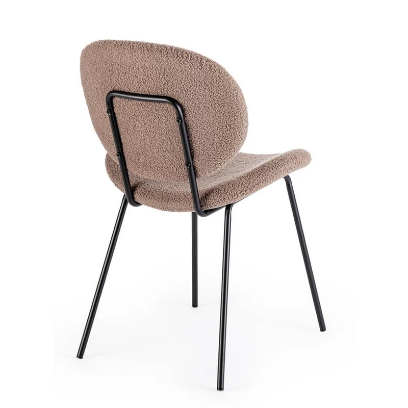 Set di 2 Sedie Imbottite in Tessuto Bouclé con Gambe in Acciaio - VIOLET
