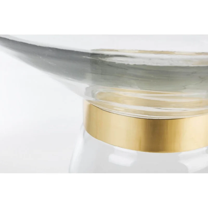 Tavolino in vetro trasparente con anello decorativo dorato - VERDANT