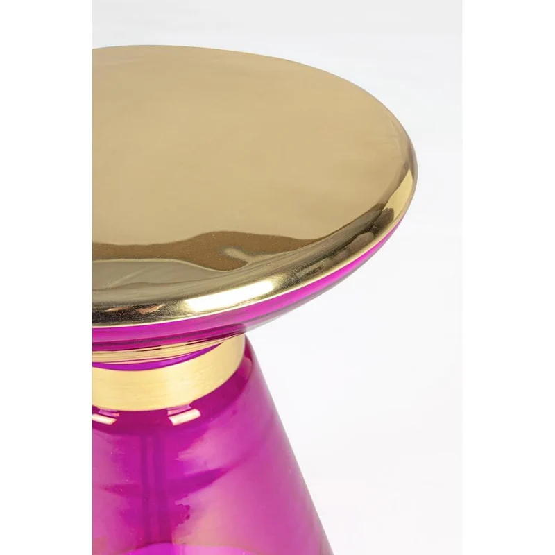 Tavolino in vetro trasparente con anello decorativo dorato - VERDANT