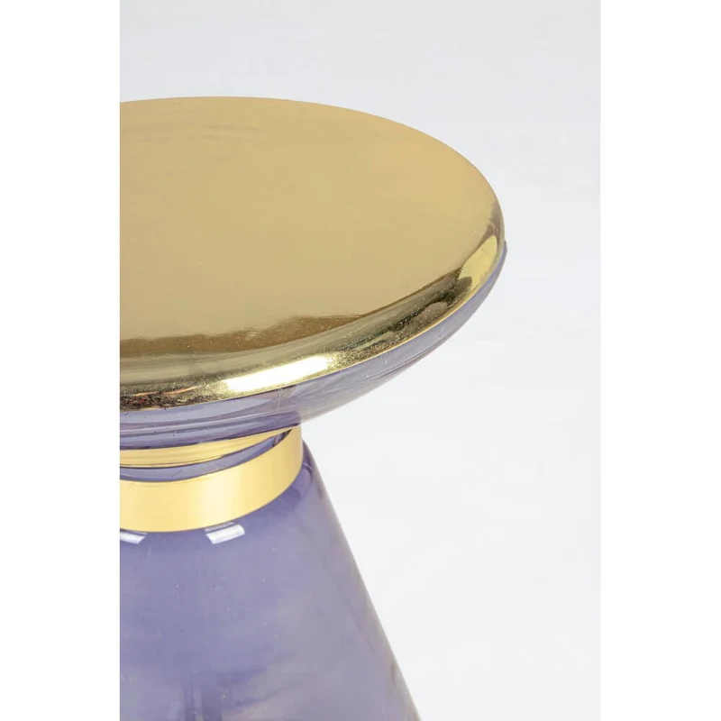 Tavolino in vetro trasparente con anello decorativo dorato - VERDANT
