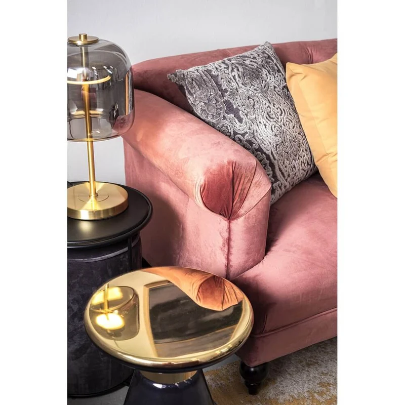 Tavolino in vetro trasparente con anello decorativo dorato - VERDANT
