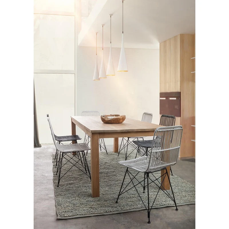 Set di 4 Sedie in Intreccio Kubu Naturale con Base in Acciaio - TATIANA
