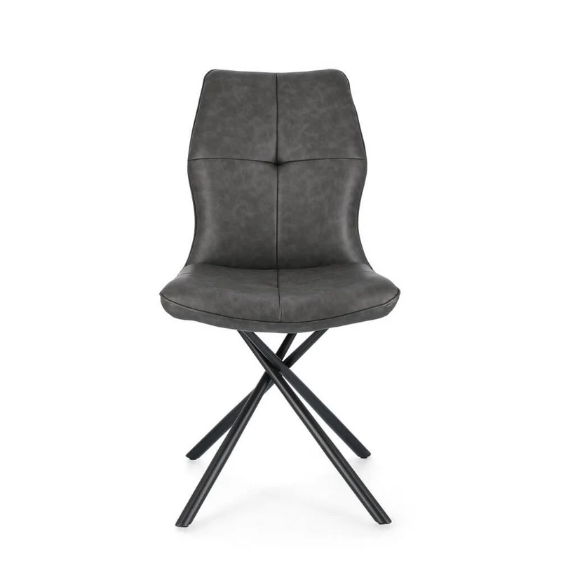 Set di 2 Sedie Imbottite in Similpelle con Gambe in Acciaio - SOPHIA